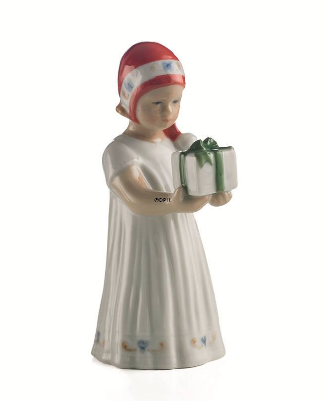 Elsa, Mädchen mit Weihnachtsgeschenk, Royal Copenhagen Figur Nr. 091