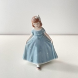 Mini Tänzelndes Mädchen mit turkis Kleid, Mini, Mädchen Stehend mit Ausgebreitetem Kleid, Royal Copenhagen Figur Nr. 100