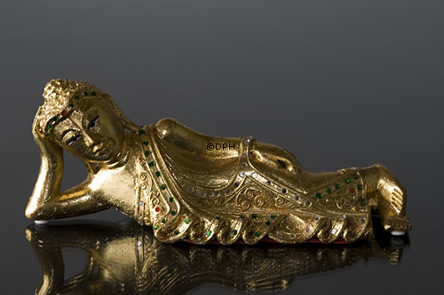 Japanischer Buddha, Gold, liegend