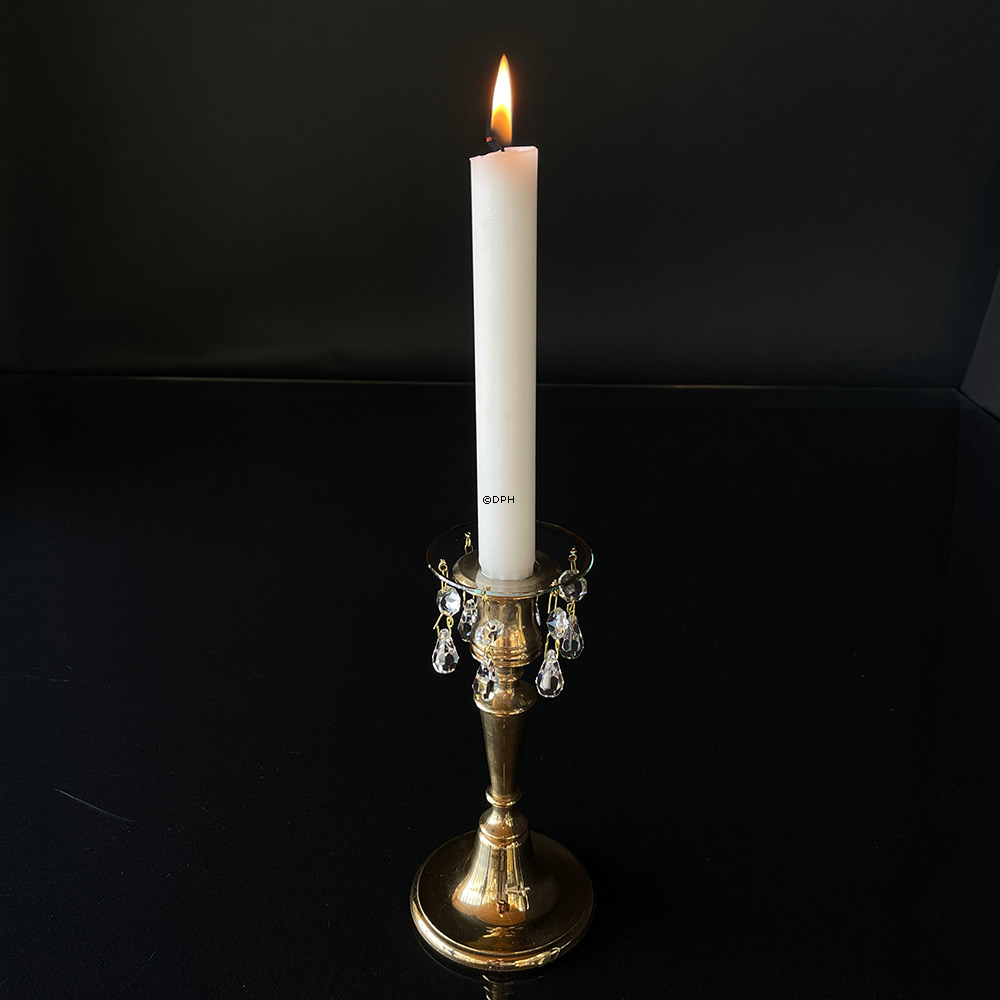 Kerzenring, goldene Kante, mit kleinen Krystaltropfen (Innenloch 2,5 cm).