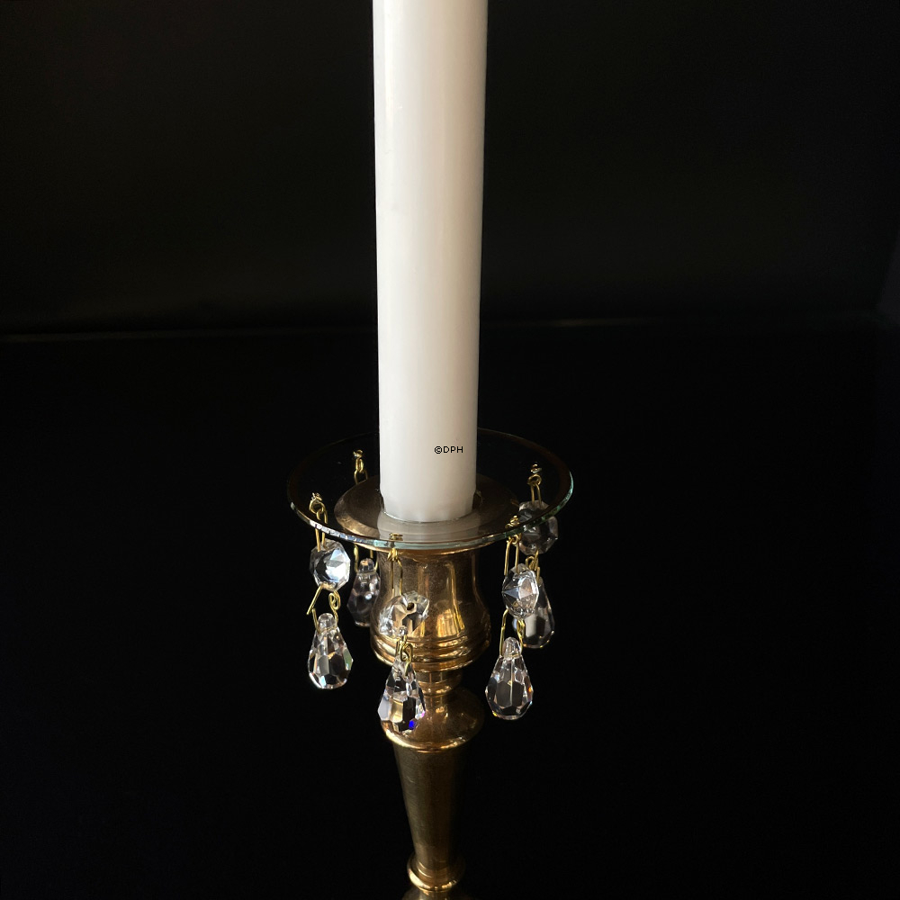 Kerzenring, goldene Kante, mit kleinen Krystaltropfen (Innenloch 2,5 cm).