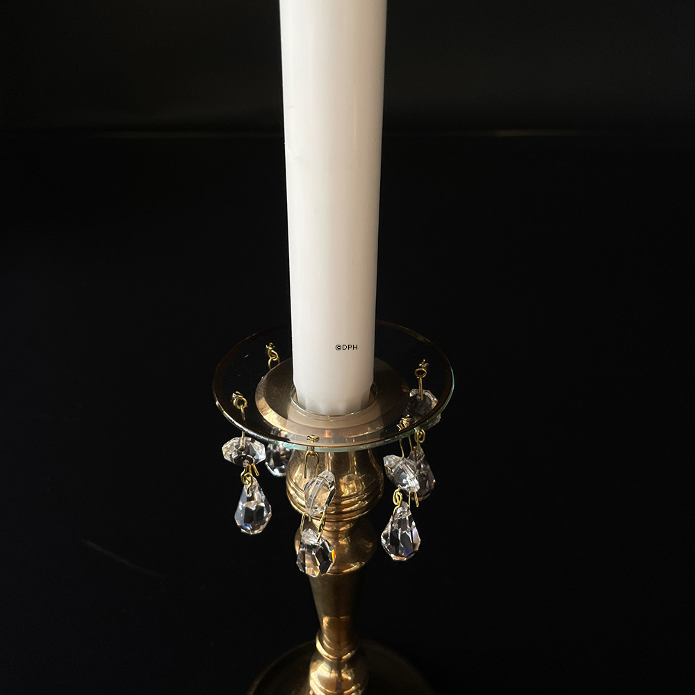 Kerzenring, goldene Kante, mit kleinen Krystaltropfen (Innenloch 2,5 cm).