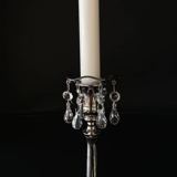 Lichtmanschette, gewellt mit Silberrand und kleinen Glaskristalltropfen (Innenloch 2,5 cm).