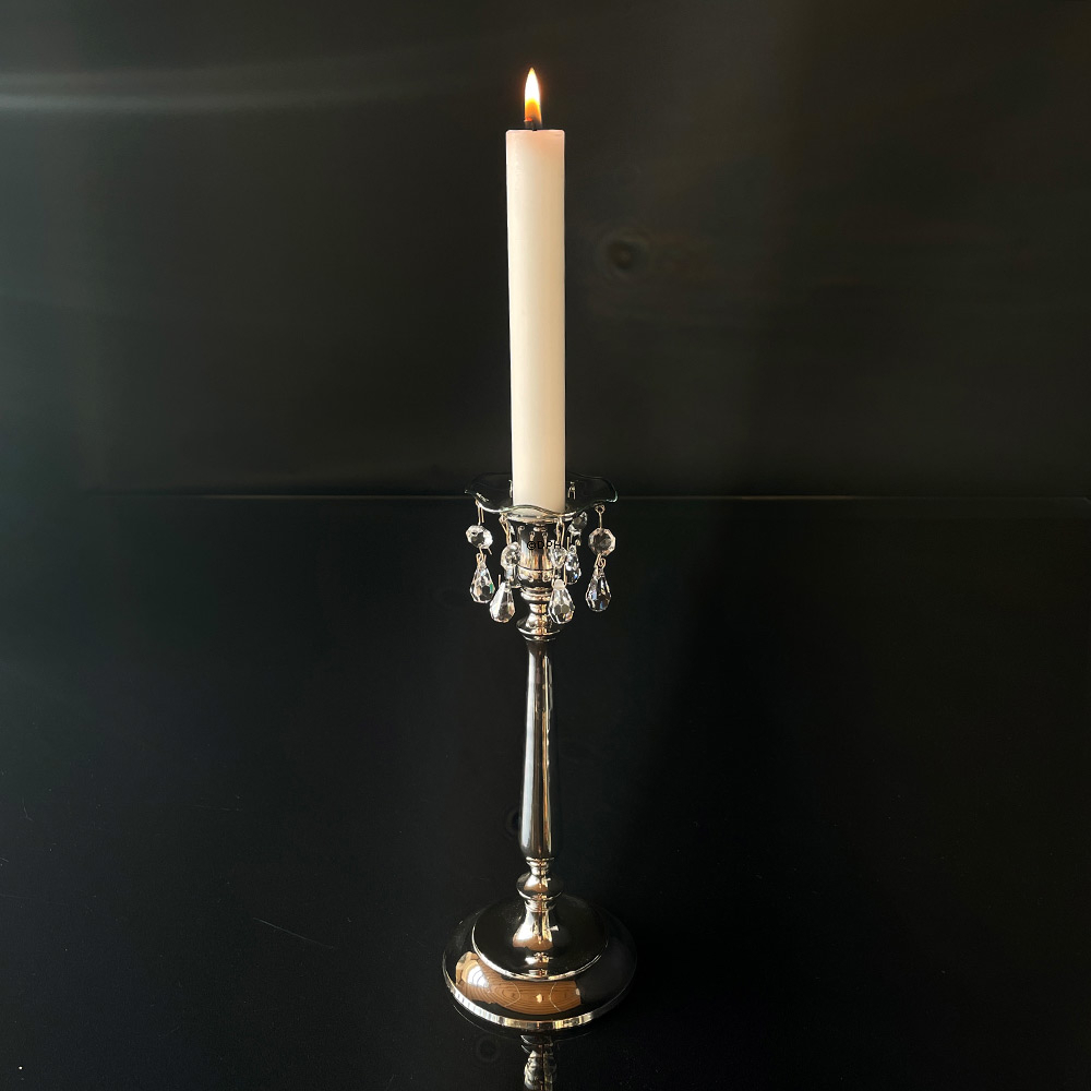 Lichtmanschette, gewellt mit Silberrand und kleinen Glaskristalltropfen (Innenloch 2,5 cm).