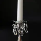 Lichtmanschette, Grrade Kante mit Silberrand und kleinen Glaskristalltropfen (Innenloch 2,5 cm).