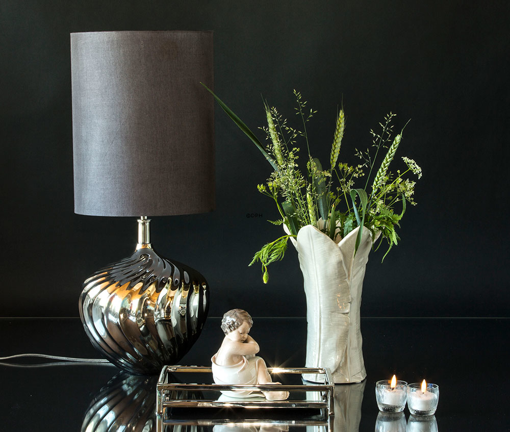 Gross Keramikvase, antik grau