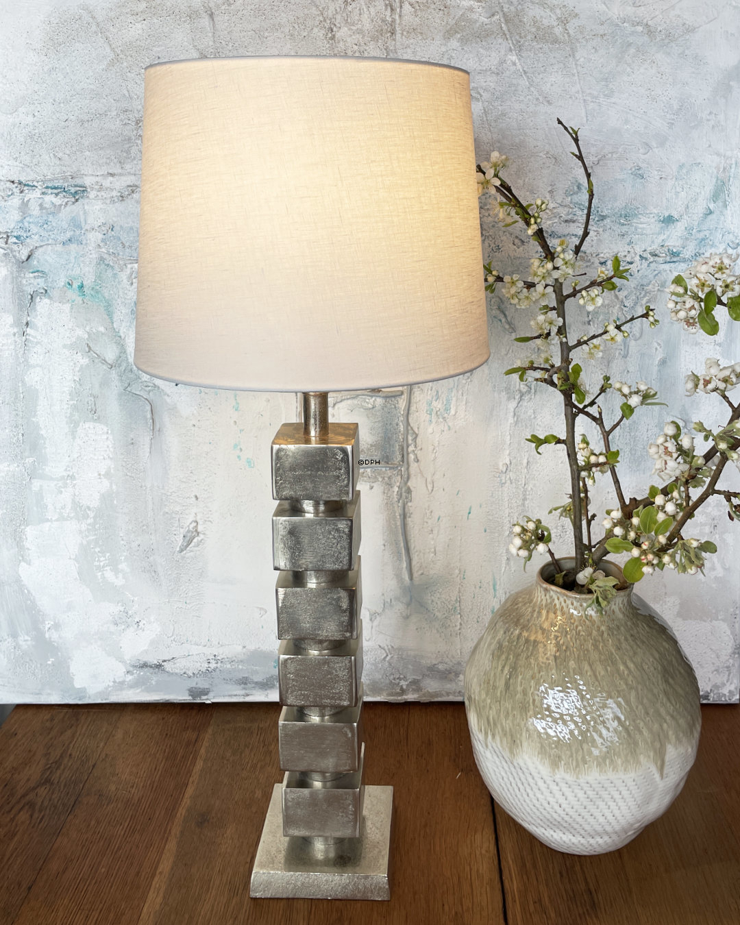 Vase aus Keramik, staubiges Grün/Weiß