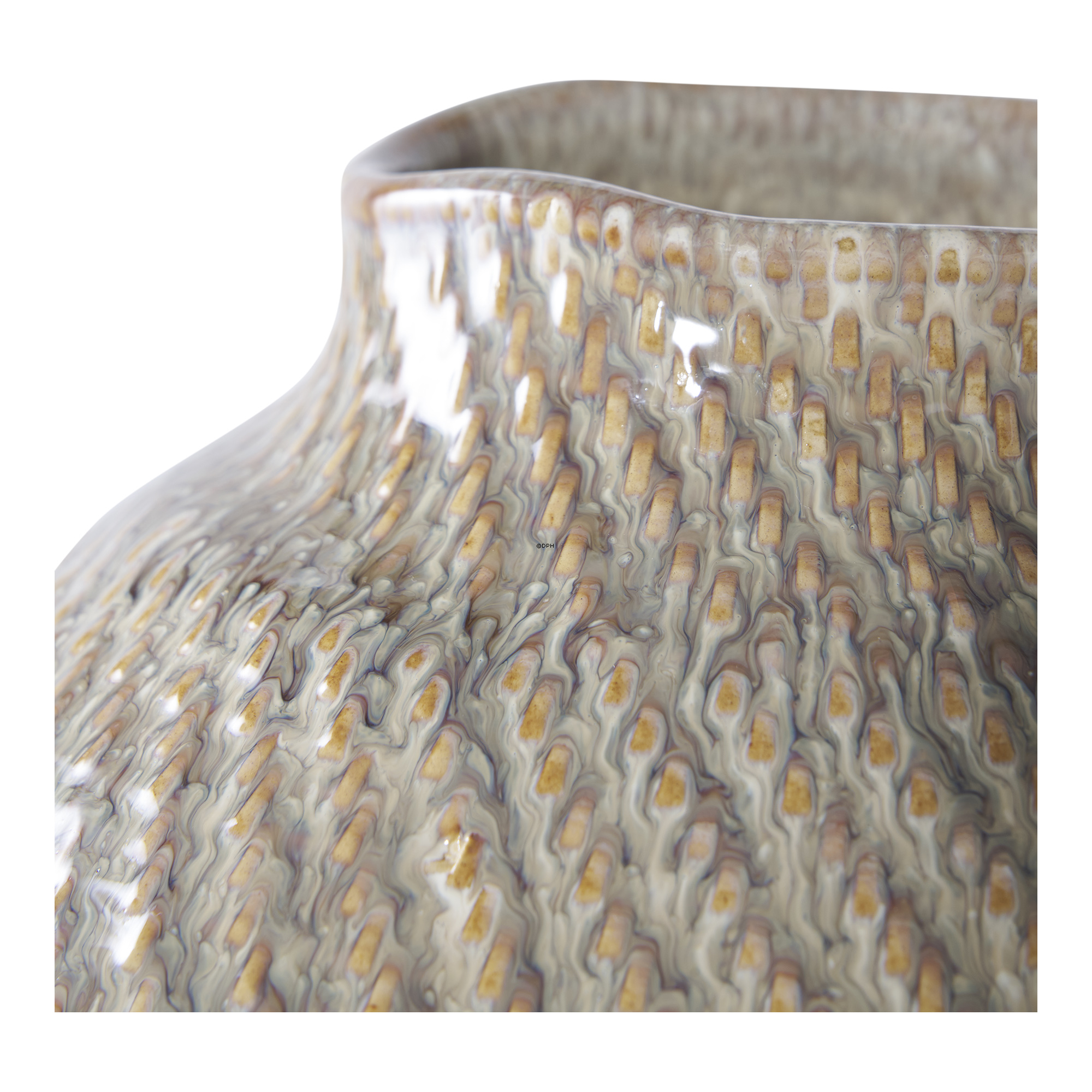 Vase aus Keramik, staubiges Grün/Weiß