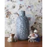 Vase aus Keramik, blau mit Muster