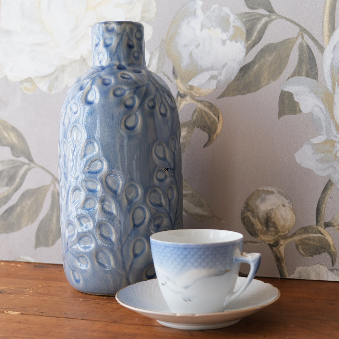 Vase aus Keramik, blau mit Muster