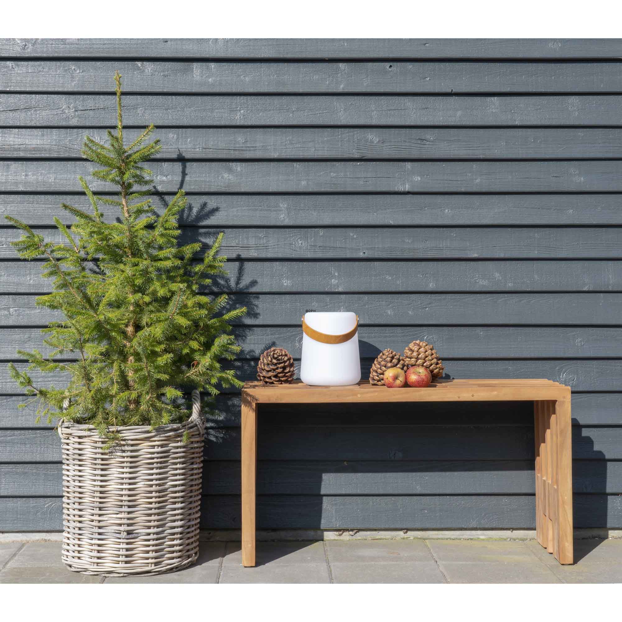 Bristol LED-Lampe in Weiß mit Ledergriff, wiederaufladbar