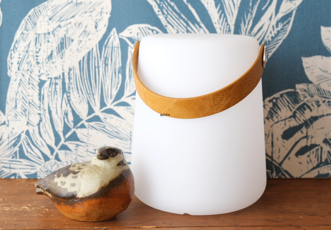 Bristol LED-Lampe in Weiß mit Ledergriff, wiederaufladbar