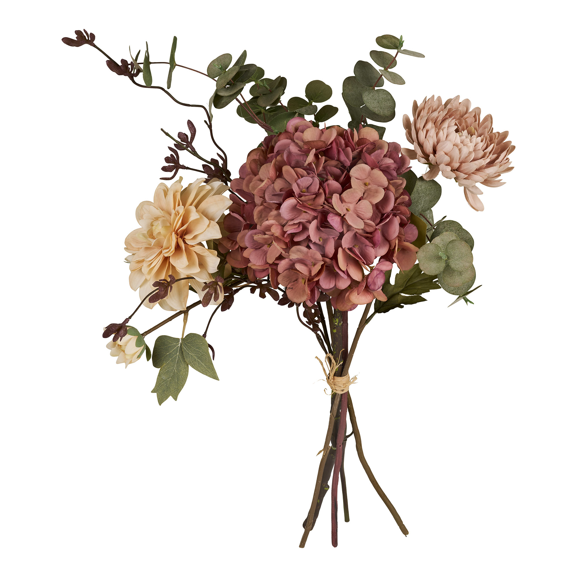 Großer naturgetreuer Blumenstrauß mit Hortensien in Rosa und Off-White, H: 63 cm