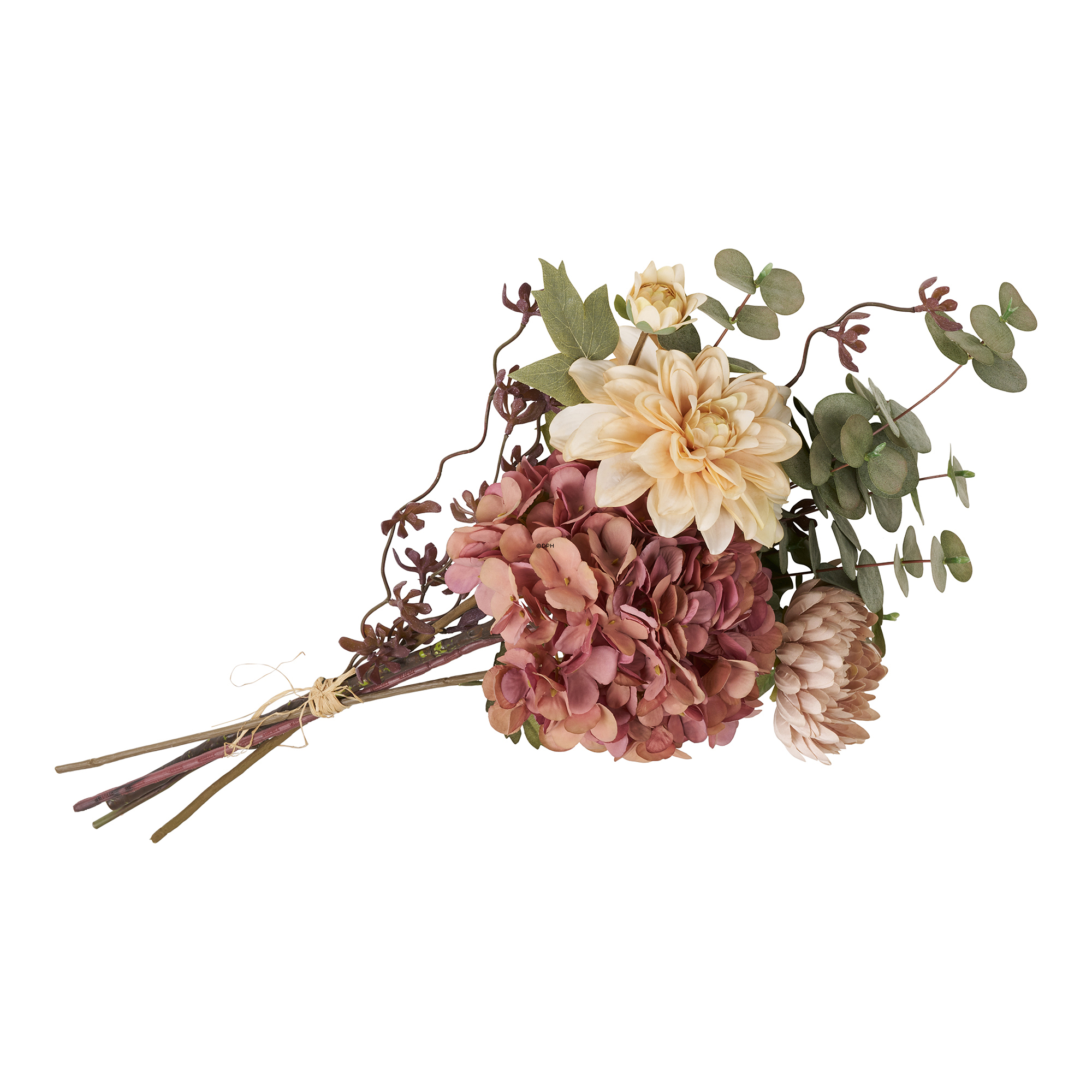 Großer naturgetreuer Blumenstrauß mit Hortensien in Rosa und Off-White, H: 63 cm