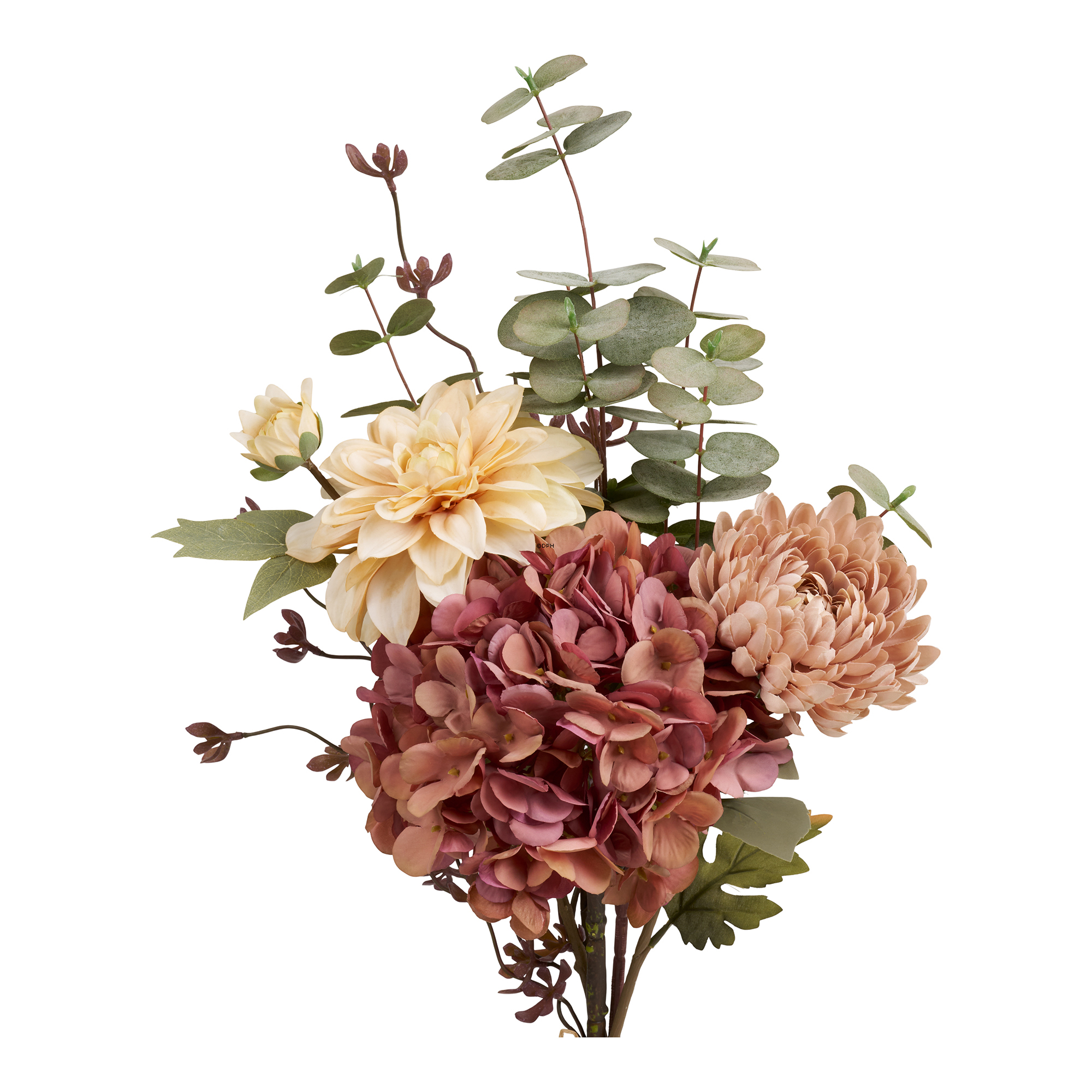 Großer naturgetreuer Blumenstrauß mit Hortensien in Rosa und Off-White, H: 63 cm