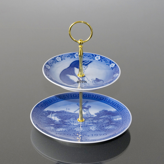 Beschläge für Kuchenständer, golden, Runder Griff, geschwungene Rohre, 3-lagig