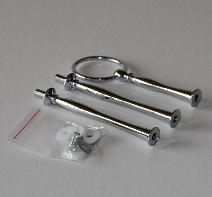 Beschl&#xE4;ge f&#xFC;r Kuchenst&#xE4;nder, Silber-Finish, Runder Griff, geschwungene Rohre, 2-3 Schicht