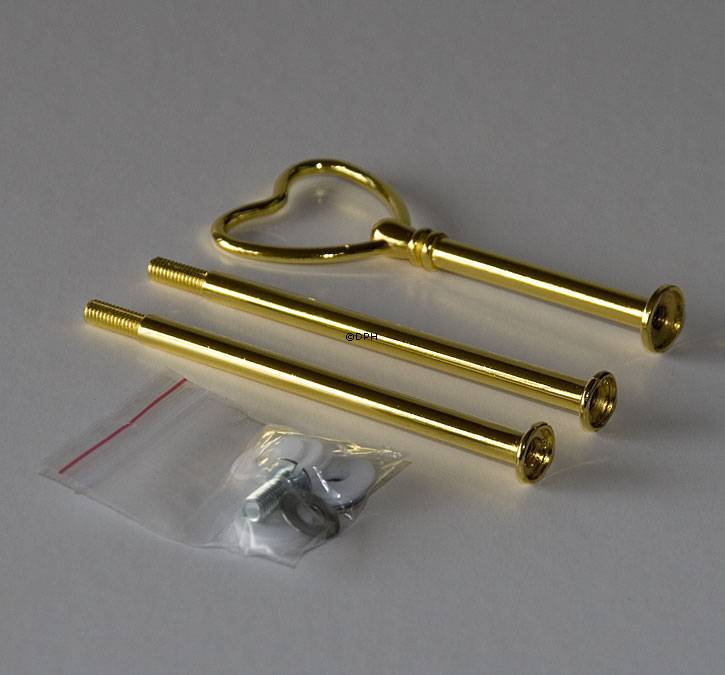Beschläge für Kuchenständer, golden, Herzgriff, 2-3 Schicht