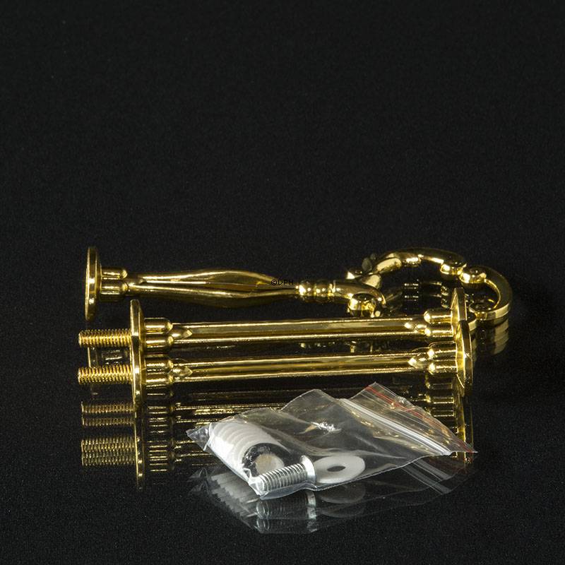 Extra starke Beschläge für Kuchenständer, Gold-Finish, Blumengriff, geschwungene Rohre, 2-3 Schicht