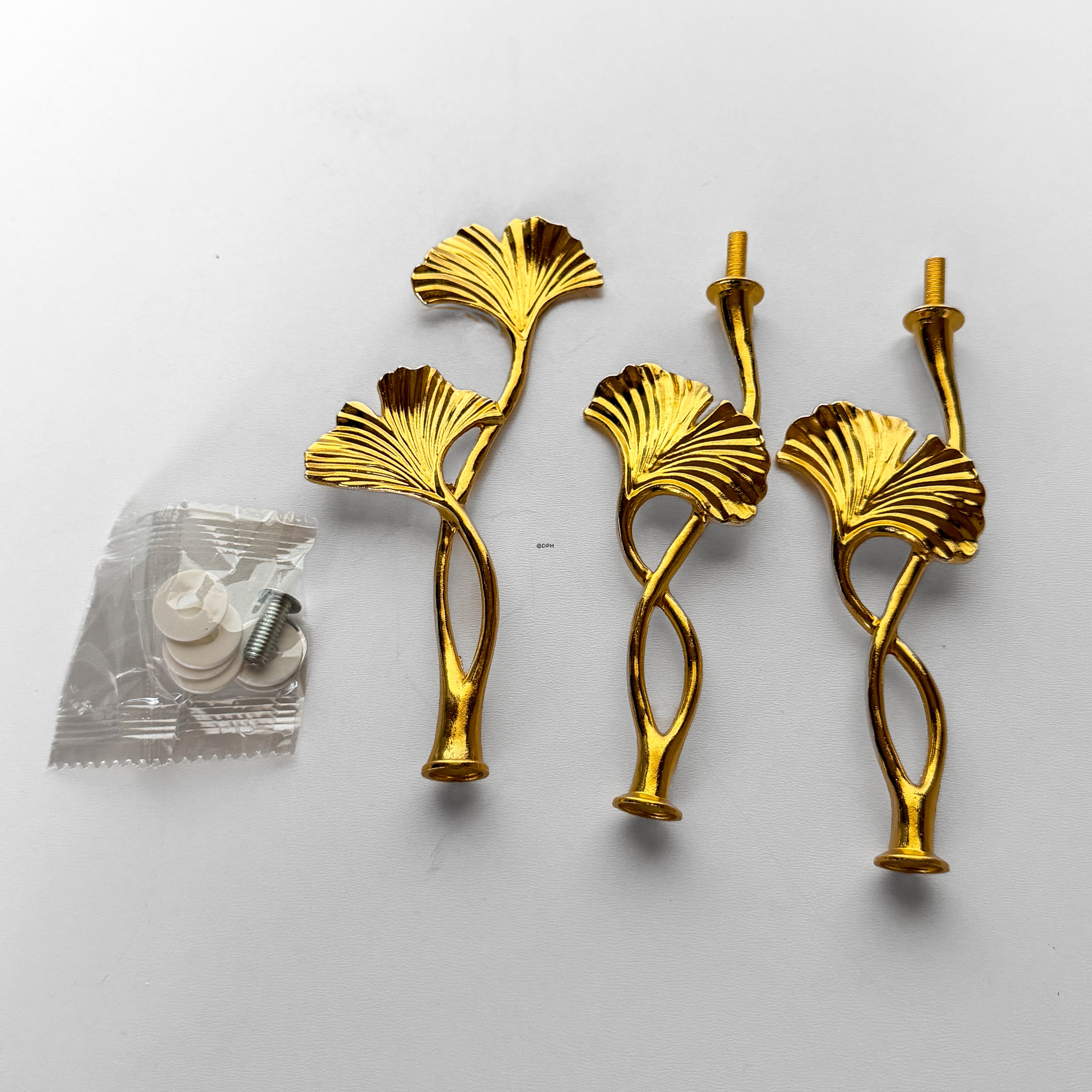 Beschläge für Kuchenständer, golden, Ginkgoblattgriff, 2-3 Schicht