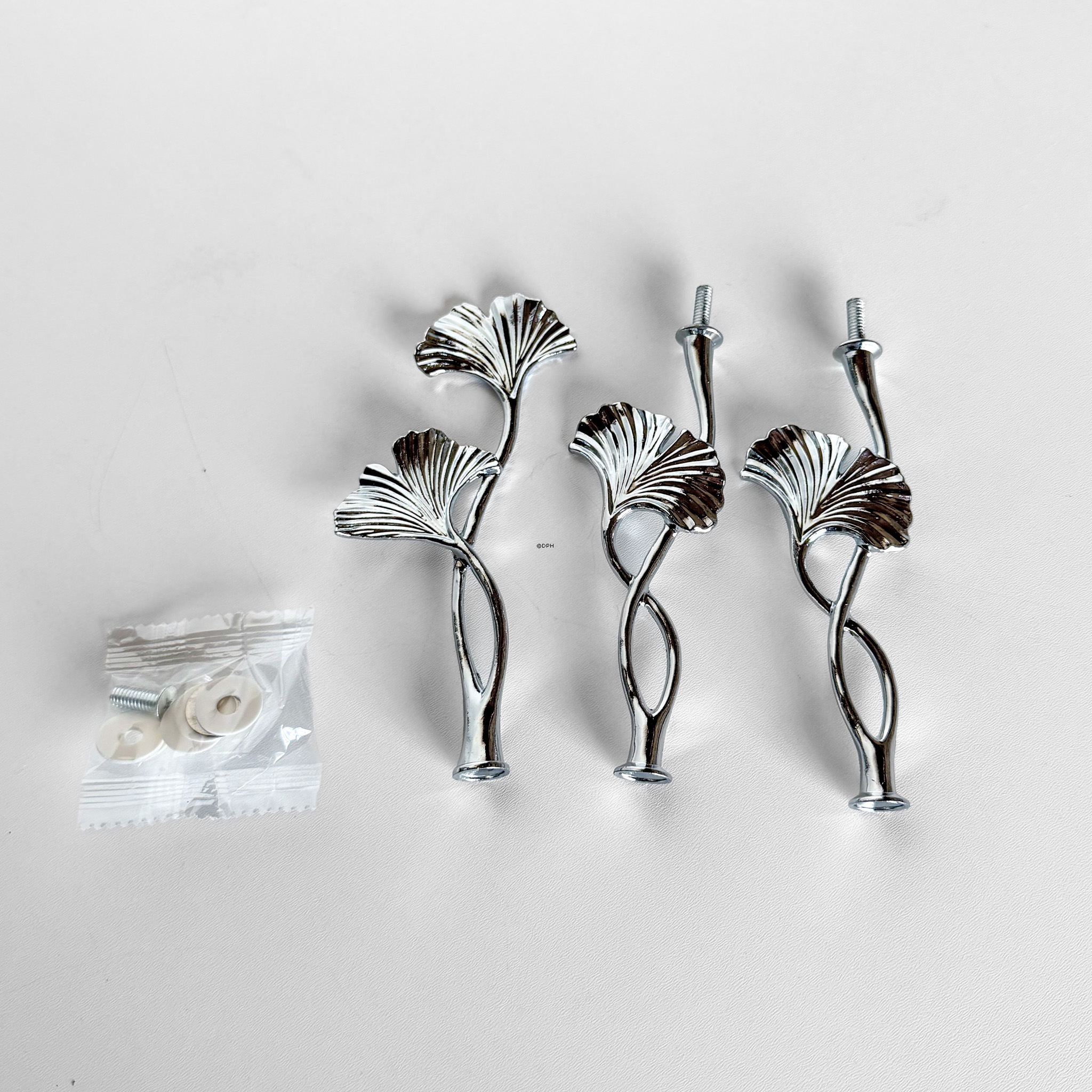 Beschläge für Kuchenständer, Silber-Finish, Ginkgoblattgriff, 2-3 Schicht