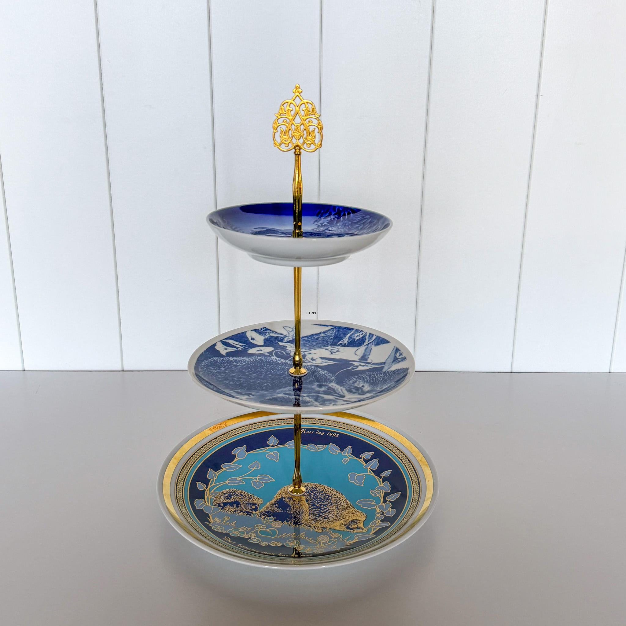 Beschläge für Kuchenständer, golden, Massiv Blumengriff, 2-3 Schicht