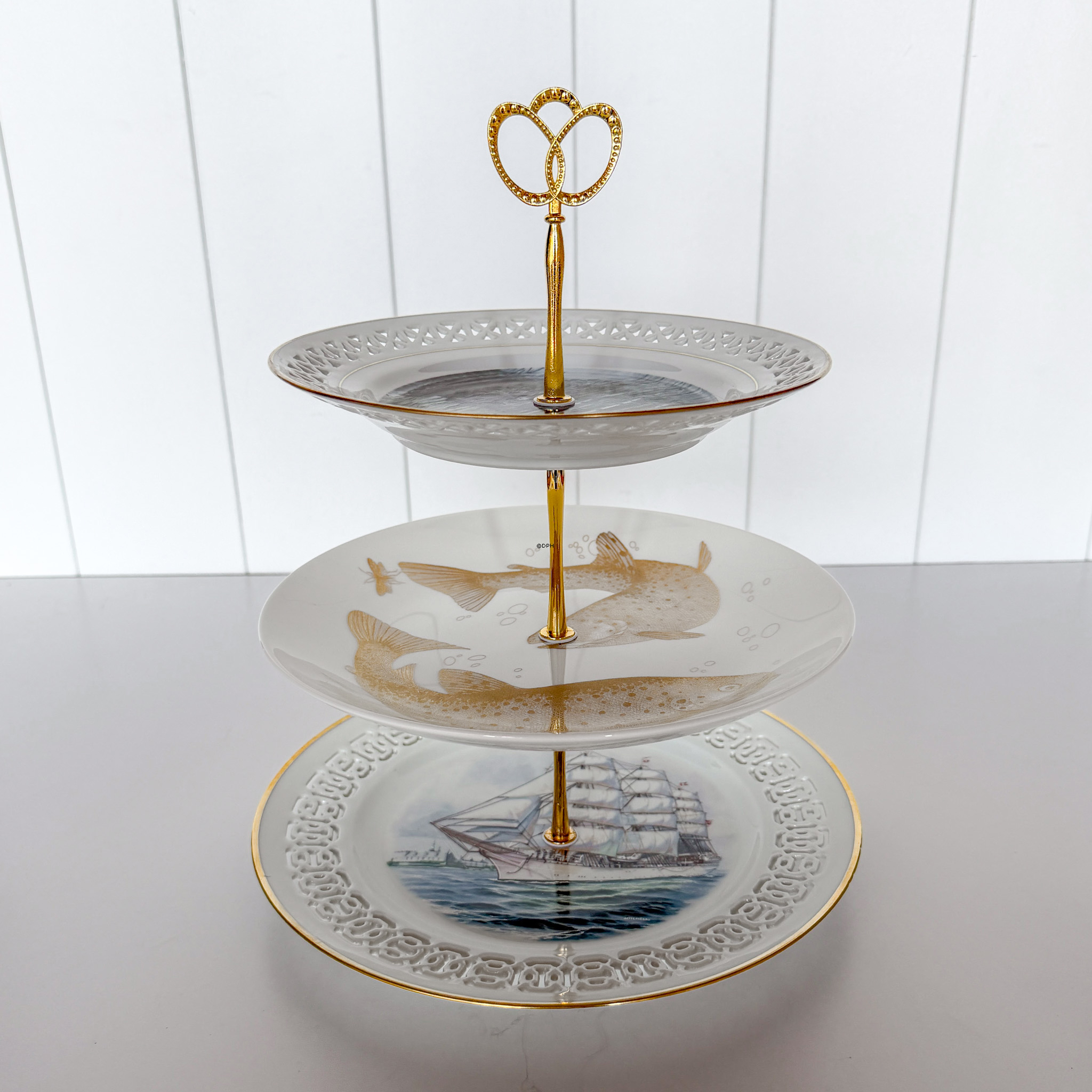 Beschläge für Kuchenständer, golden, Kronegriff, 2-3 Schicht