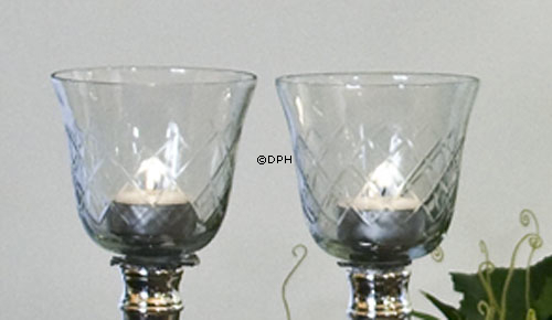 Glas für Kerzenleuchter, mit Scheibendekor, klein