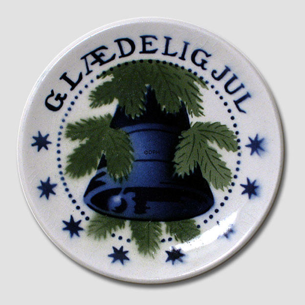 Weihnachtsglocke mit Tanne Aluminia Plakette, Frohe Weihnachten