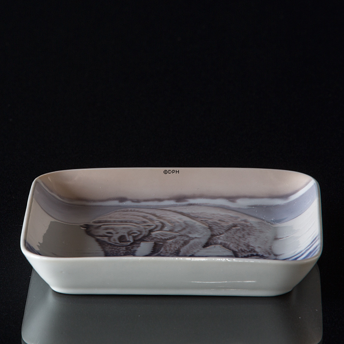 Quadratisches Schale mit Eisbär aus Grönland, Bing & Gröndahl Nr. 1300-6623