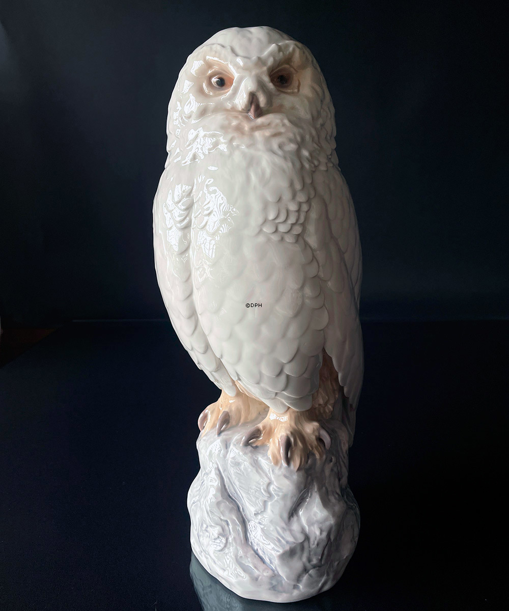 Schneeeule, Bing & Gröndahl Vogelfigur Nr. 1500 (Hinweis: mit Schleifung auf der Rückseite, siehe Bilder)