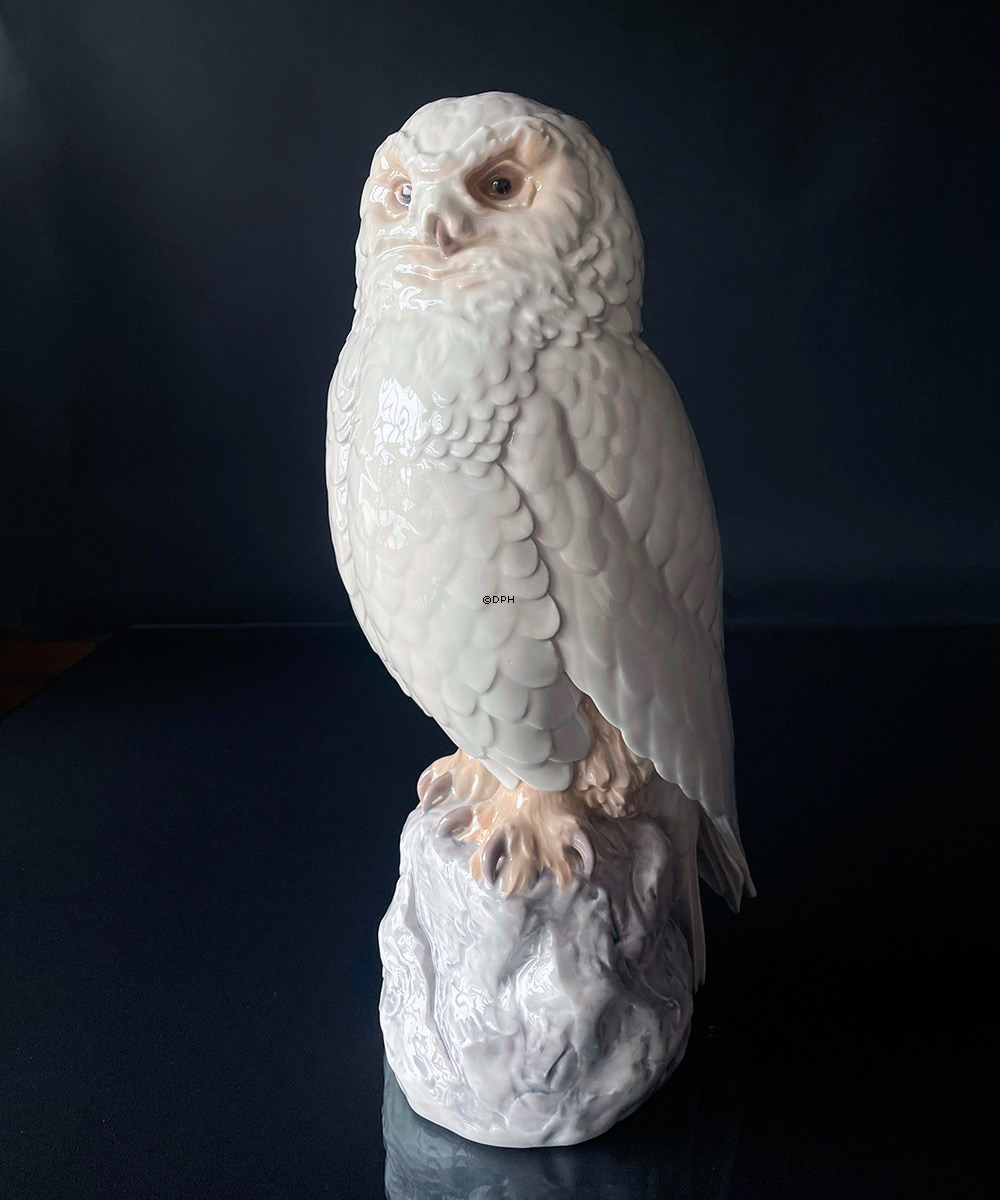 Schneeeule, Bing & Gröndahl Vogelfigur Nr. 1500 (Hinweis: mit Schleifung auf der Rückseite, siehe Bilder)