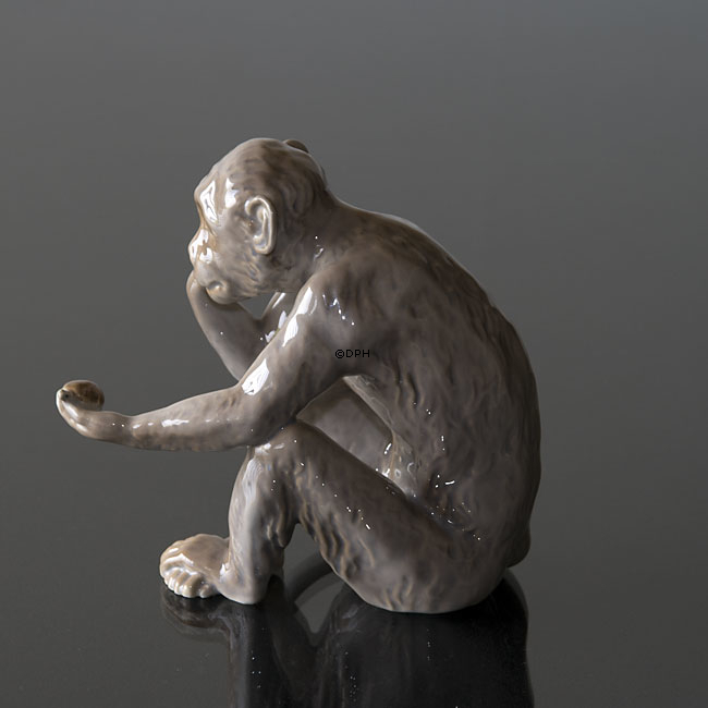 Kleiner Affe mit Schildkröte, der Philosoph, Bing & Gröndahl Figur Nr. 1510