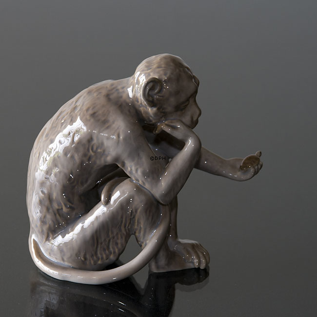 Kleiner Affe mit Schildkröte, der Philosoph, Bing & Gröndahl Figur Nr. 1510