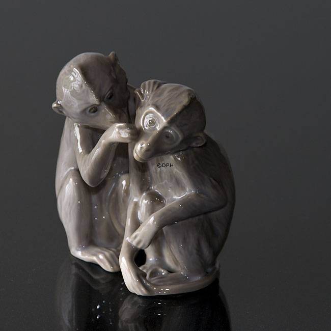 Kleine Gruppe von Affen, Bing & Gröndahl Figur Nr. 1524