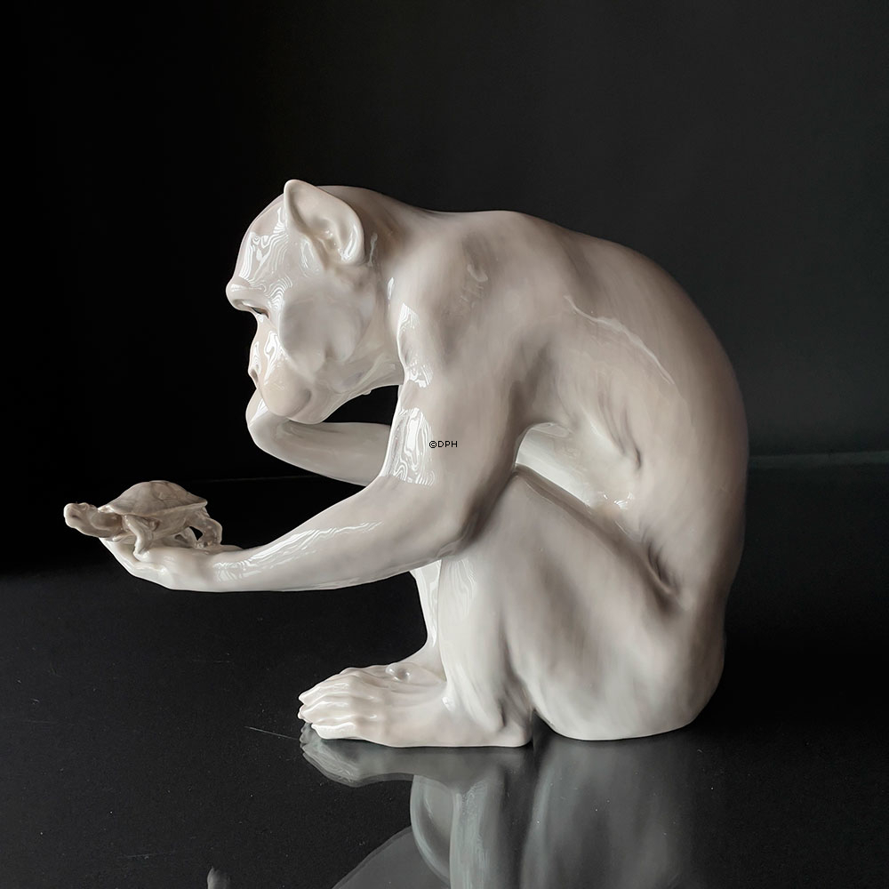 Affe mit Schildkröte, groß, Bing & Gröndahl Figur Nr. 1545