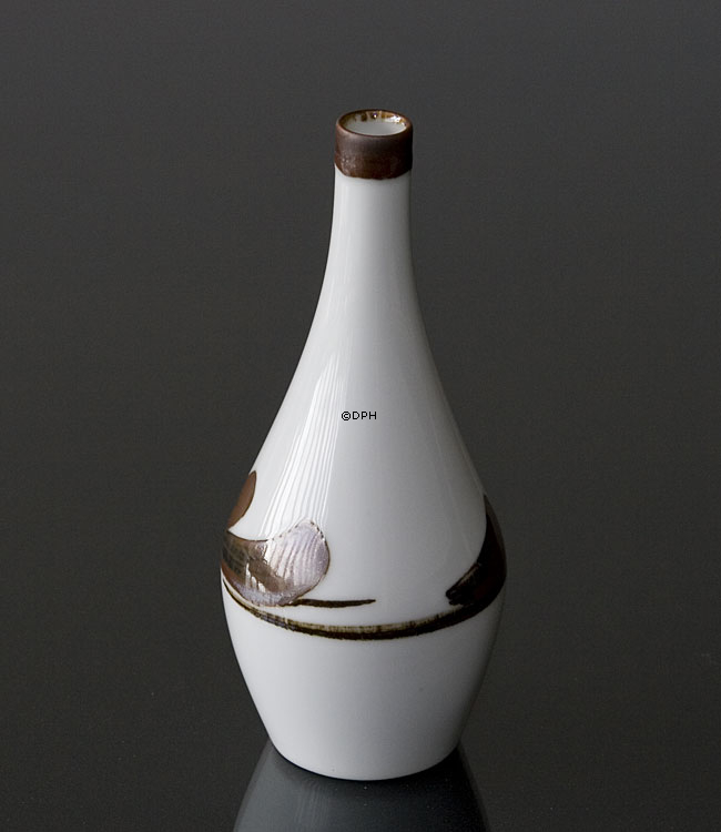 Vase mit brauner Dekoration Goldregen, Bing & Gröndahl Nr. 158-5008