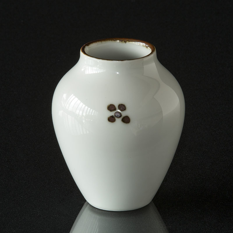 Vase mit brauner Dekoration Goldregen, Bing & Gröndahl Nr. 158-5012 oder 158-12