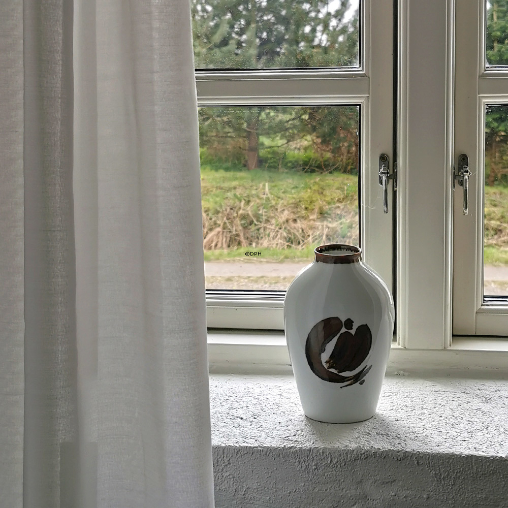 Vase mit brauner Dekoration Goldregen, Bing & Gröndahl Nr. 158-5239