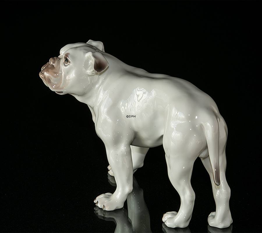 Große Weiße Bulldogge, Bing & Gröndahl Hundefigur Nr. 1605