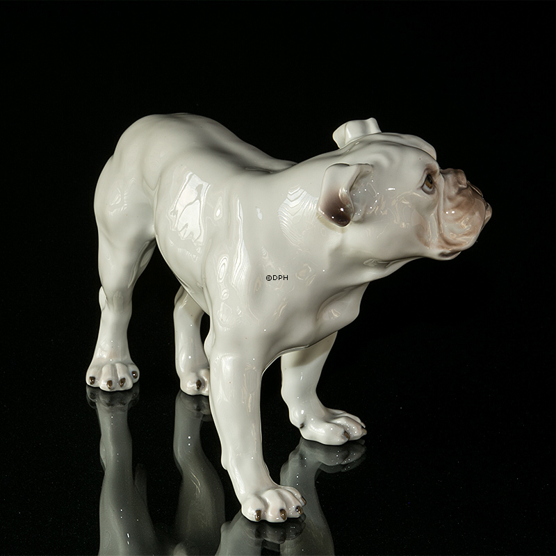 Große Weiße Bulldogge, Bing & Gröndahl Hundefigur Nr. 1605