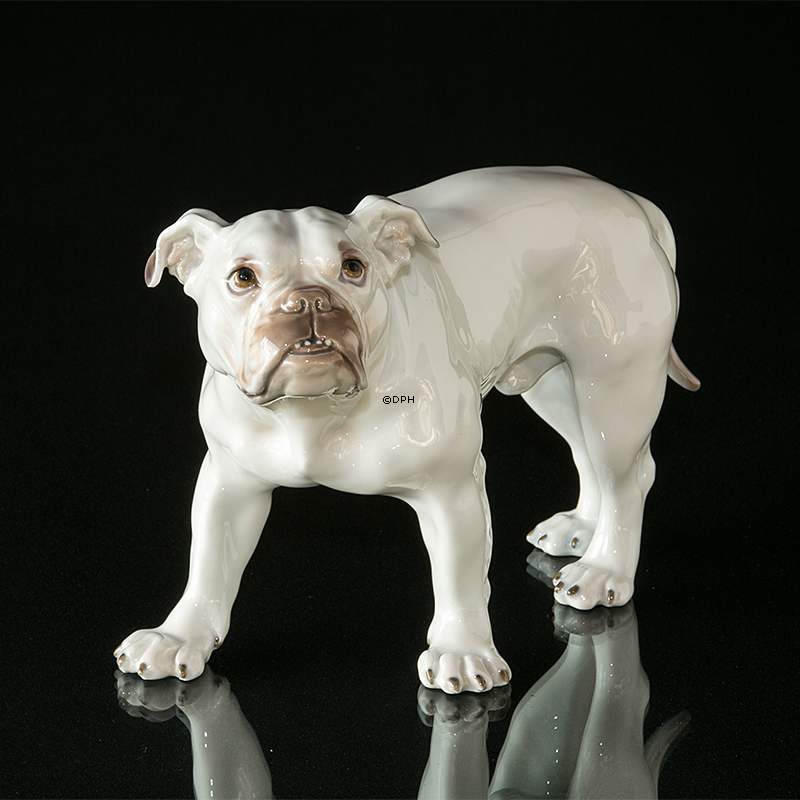 Große Weiße Bulldogge, Bing & Gröndahl Hundefigur Nr. 1605