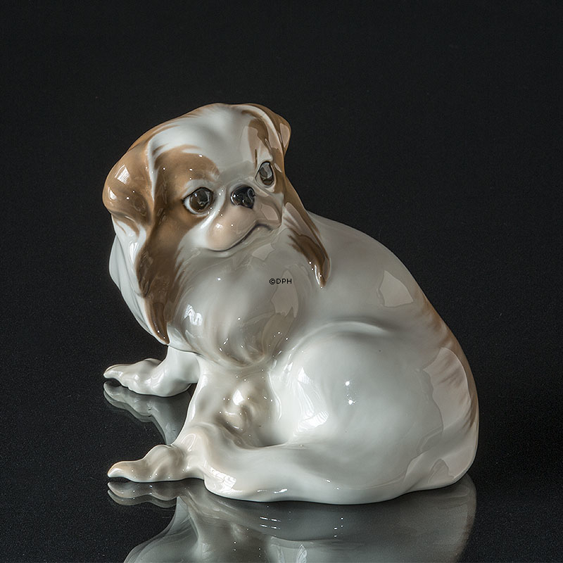 Pekingese Welpe sitzend, Bing & Gröndahl Hund Figur Nr. 1637