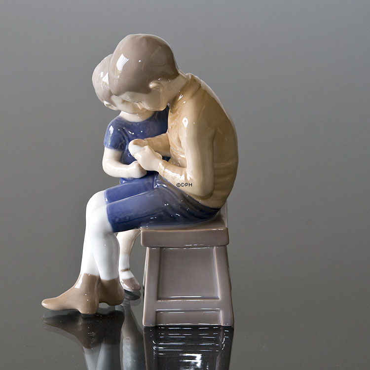 Tom & Willy, großer Bruder und kleiner Bruder, Bing & Gröndahl Kinderfigur Nr. 1648