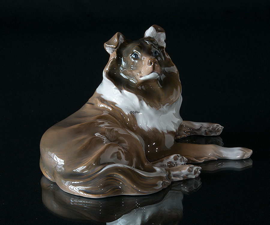 Collie, liegend, Bing & Gröndahl Hund Figur Nr. 1663