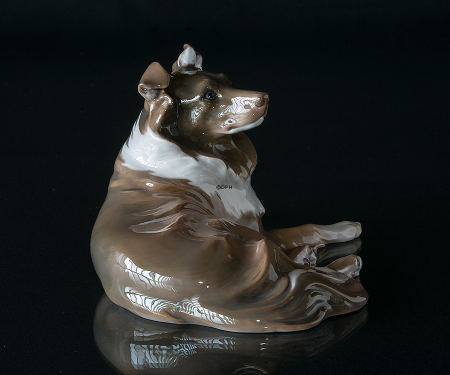 Collie, liegend, Bing & Gröndahl Hund Figur Nr. 1663