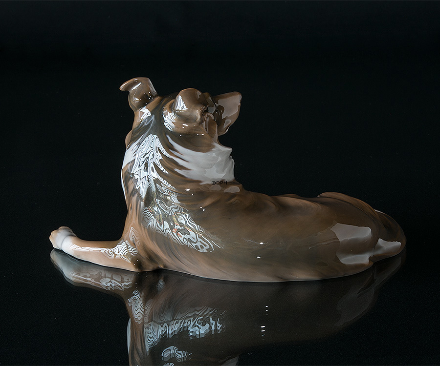 Collie, liegend, Bing & Gröndahl Hund Figur Nr. 1663