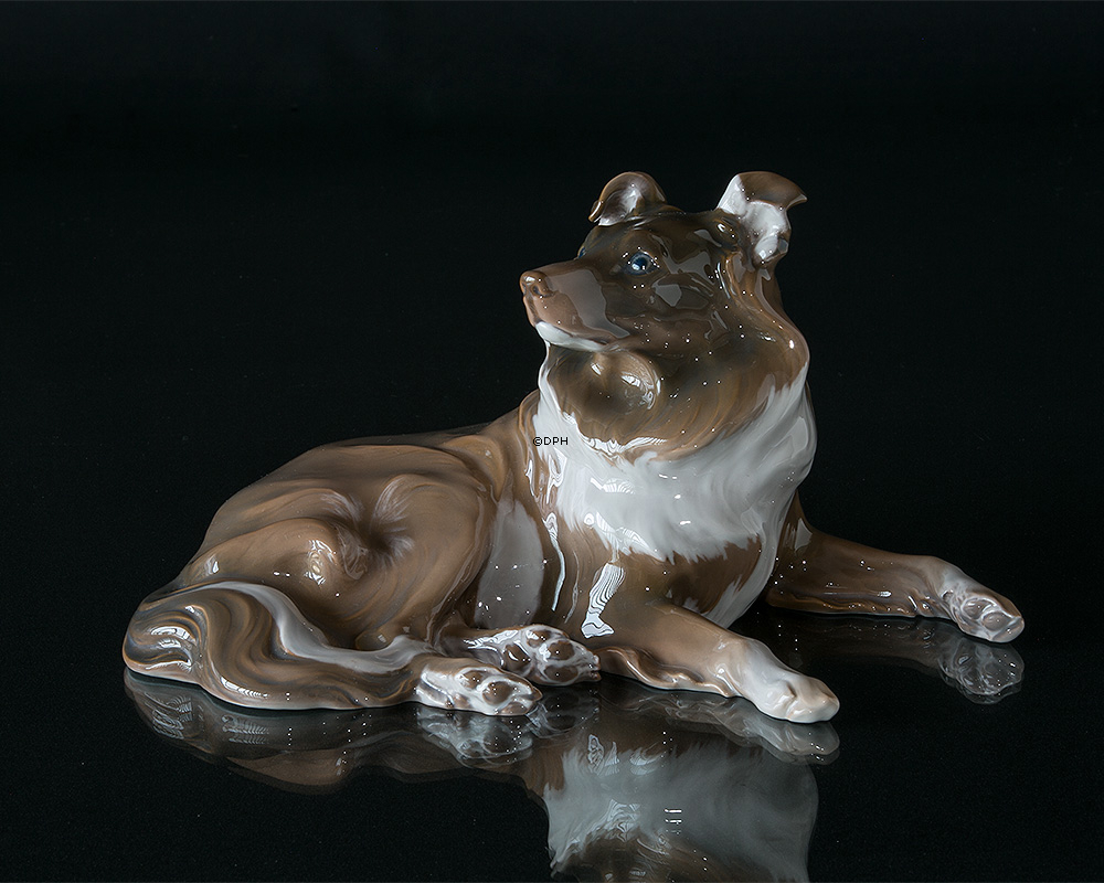 Collie, liegend, Bing & Gröndahl Hund Figur Nr. 1663