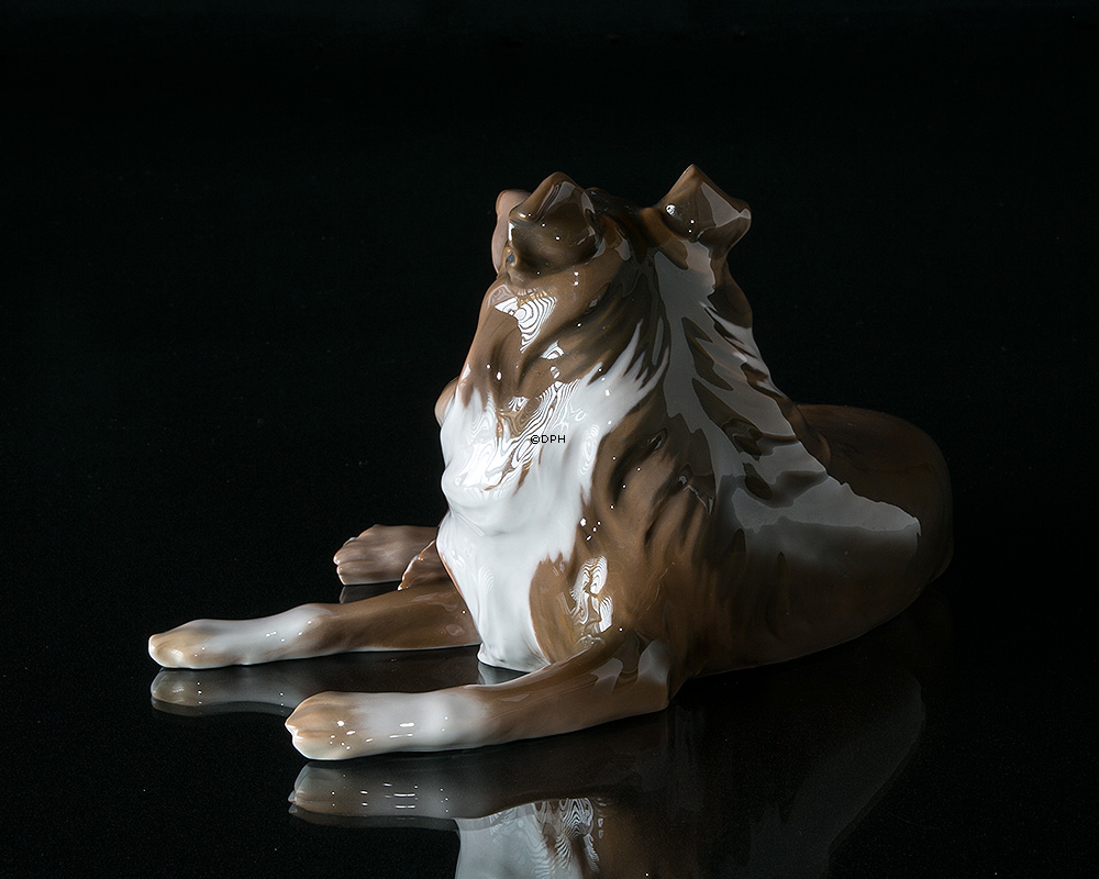 Collie, liegend, Bing & Gröndahl Hund Figur Nr. 1663