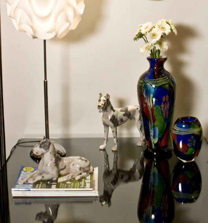 Deutsche Dogge liegend, Bing & Gröndahl Hund Figur Nr. 1773